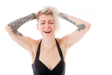 Model çekerek ve stresli saçlar