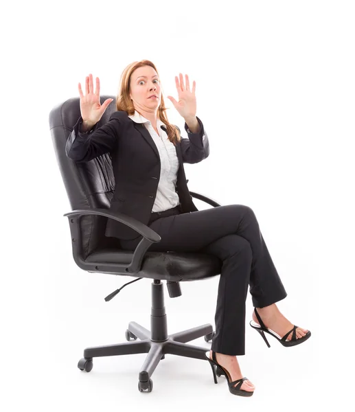 Model gesturing stop sign with both hands — Stock Photo, Image