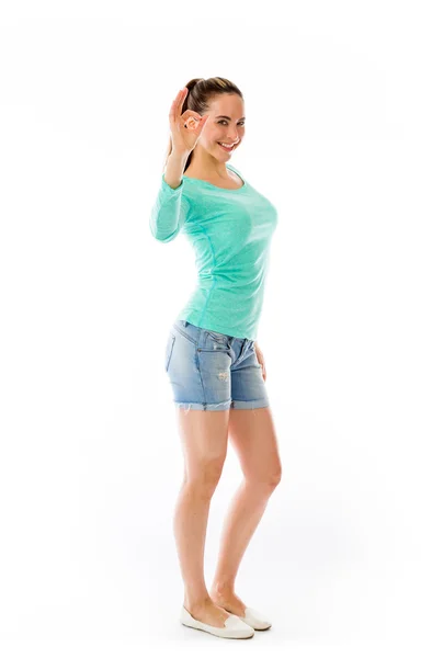 Model gesturing ok sign — Stock Photo, Image