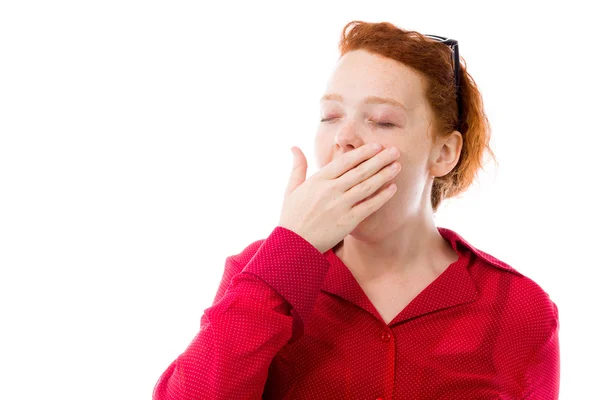 Tired Model bored and yawning — Stock Photo, Image