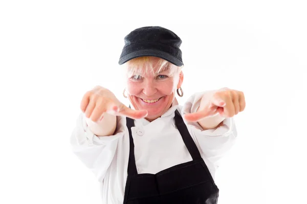 Model with fingers pointing to camera — Stock Photo, Image