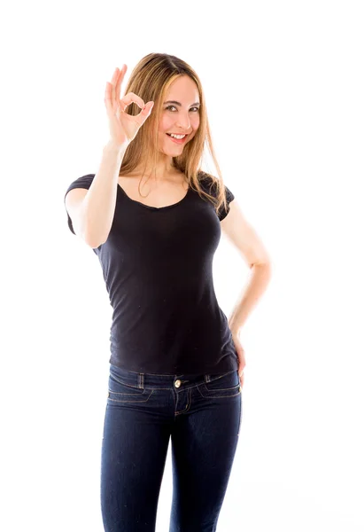 Model gesturing ok sign — Stock Photo, Image