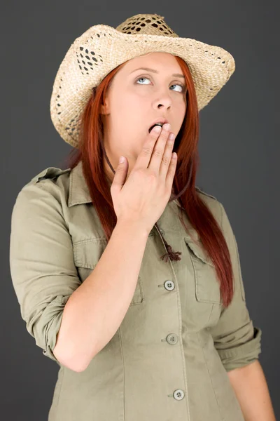 Model covering her mouth — Stock Photo, Image