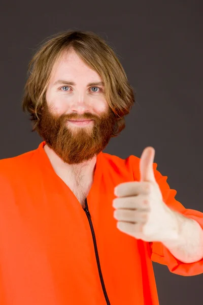 Model gesturing thumb up — Stock Photo, Image