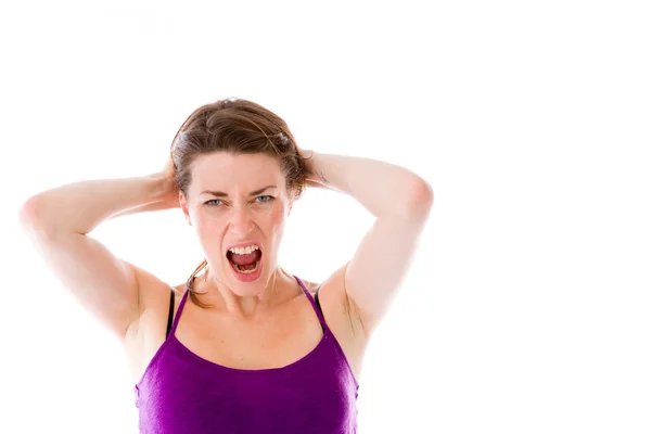 Model stressed and pulling hairs — Stock Photo, Image