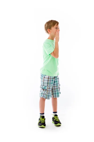 Chlapec volání někoho — Stock fotografie