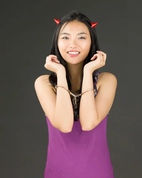 Devil side of Asian woman — Stock Photo, Image