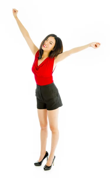 Young woman standing and stretching — Stock Photo, Image