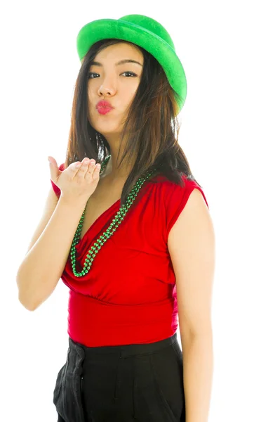 Young woman blowing a kiss — Stock Photo, Image