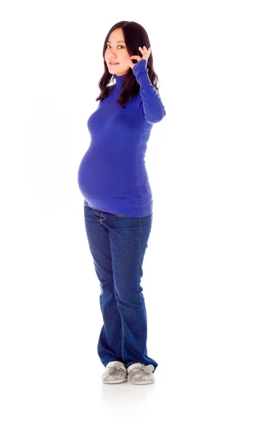 Pregnant woman gesturing ok sign — Stock Photo, Image