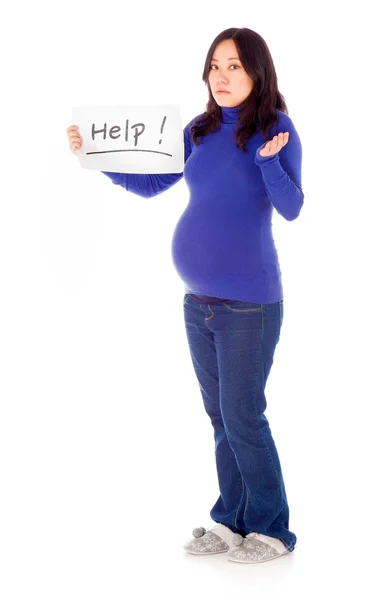 Zwangere vrouw met help teken — Stockfoto