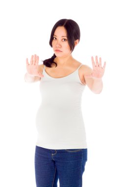 Hamile kadın el dur işareti