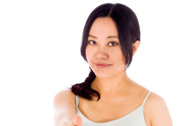 Hamile kadın el el sallamak