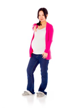 Hamile kadın el el sallamak