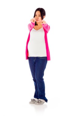 Pregnant woman pointing to camera clipart