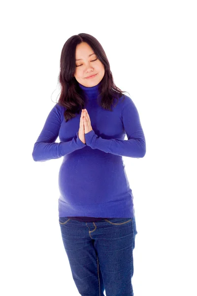 Pregnant woman  praying — Stock Photo, Image