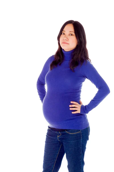 Pregnant  woman with hands on hips — Stock Photo, Image