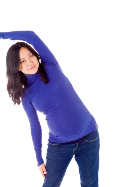 Pregnant woman stretching — Stock Photo, Image