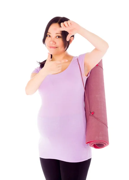 Zwangere vrouw framing gericht — Stockfoto