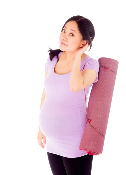 Gravid kvinna notering att uppmärksamma — Stockfoto