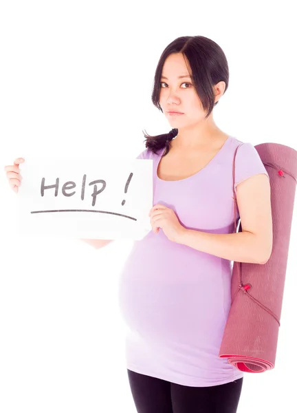 Donna incinta che tiene il segno di aiuto — Foto Stock