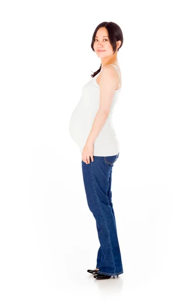 Pregnant woman turning around — Stock Photo, Image