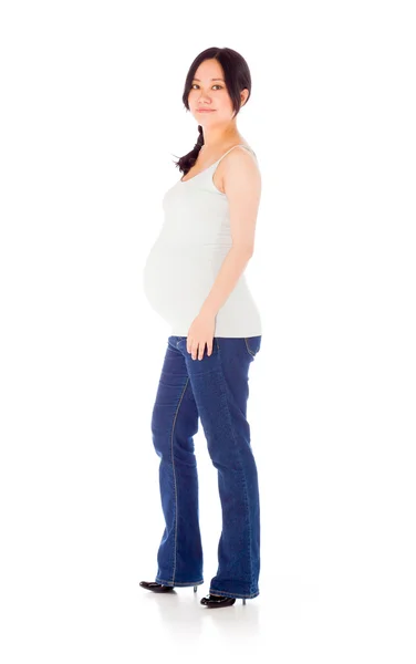 Pregnant woman turning around — Stock Photo, Image