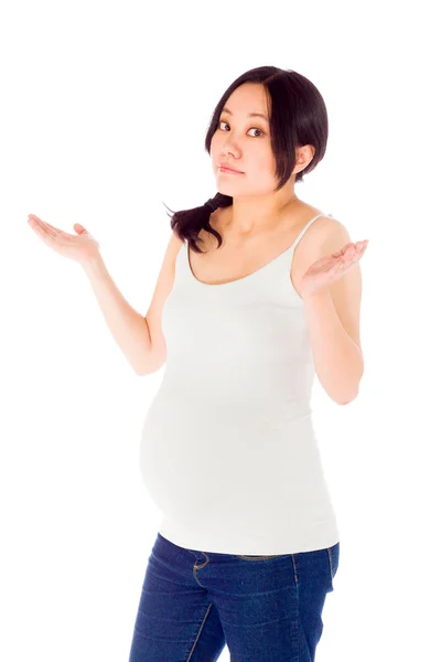 Беременная женщина озадачена потерянной — стоковое фото