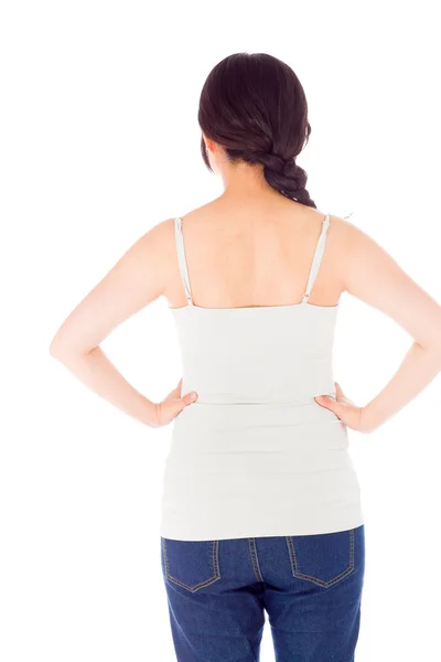 Mujer embarazada mostrando su espalda — Foto de Stock