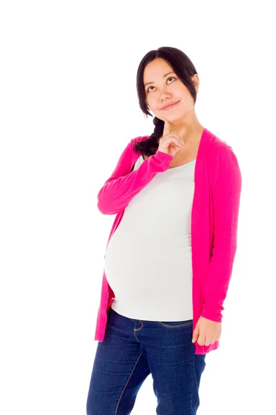 Беременная женщина думает — стоковое фото