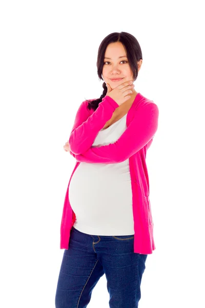 Těhotná žena myšlení — Stock fotografie