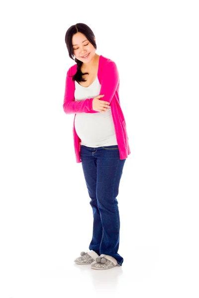 Zwangere vrouw lachen — Stockfoto