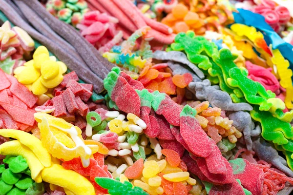 Colorful jelly candies on sale — Stock Photo, Image