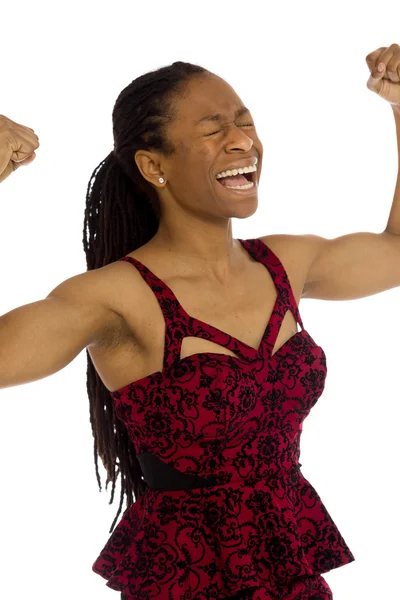 Successful Model with arms in the air — Stock Photo, Image