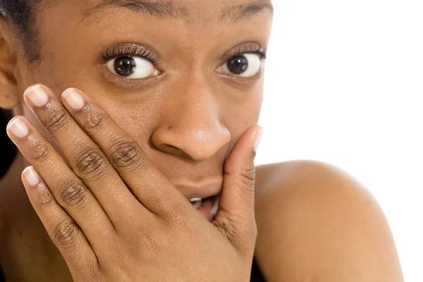 Model covering mouth — Stock Photo, Image