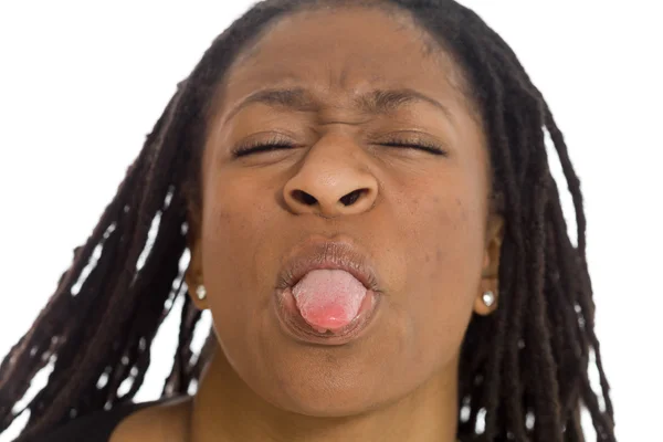 Modelo palanca lengua hacia fuera —  Fotos de Stock
