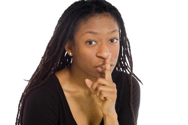Model with  fingers on lips — Stock Photo, Image