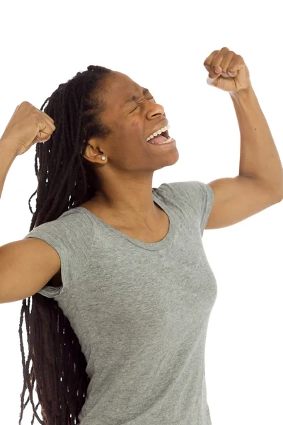 Successful Model with arms in the air — Stock Photo, Image