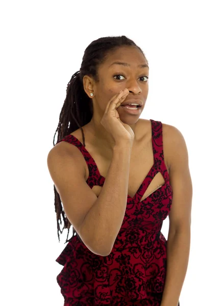 Model talking or shouting in voice — Stock Photo, Image