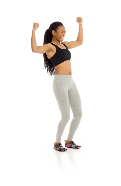 Successful Model with arms in the air Stock Picture
