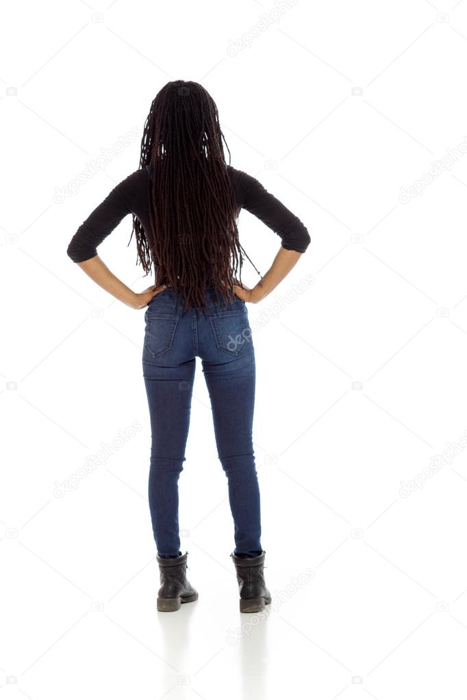 Model showing her back