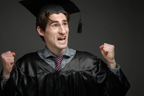 Model happy successful with arms in the air — Stok fotoğraf