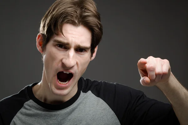 Model angry scolding and pointing — Stock Photo, Image