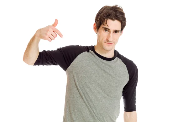 Model pointing to himself — Stock Photo, Image