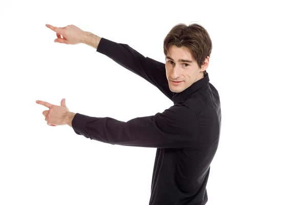 Model pointing  by hands — Stock Photo, Image