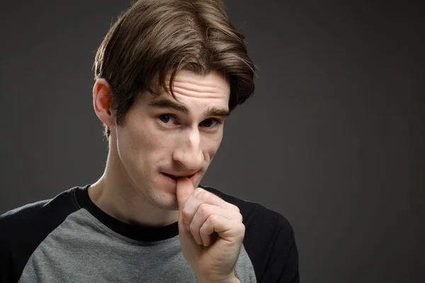 Model nervous biting nails — Stock Photo, Image