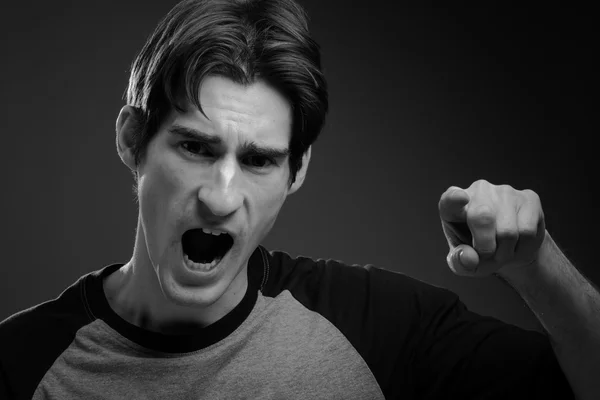 Model angry scolding and pointing — Stock Photo, Image