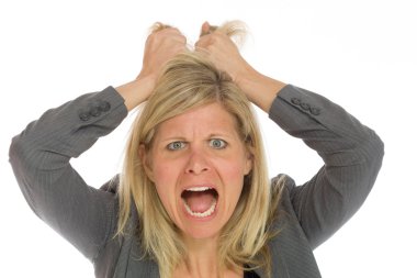 Stresli modeli saç çekerek