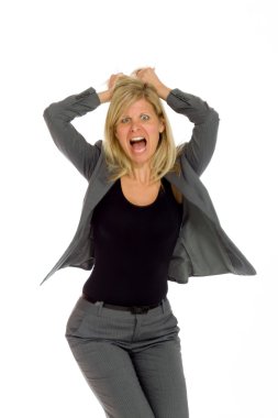 Stresli modeli saç çekerek