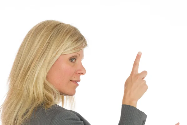 Model pointing  with fingers — Stock Photo, Image